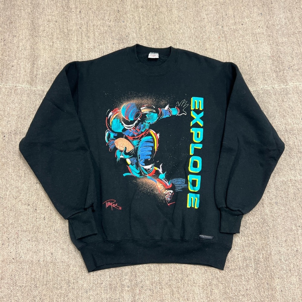 Vintage Crazy Shirts Sweatshirt Mens Large Black 1980s Football